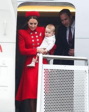 Royal tour arrival - Prince George of Cambridge with his parents in NZ.JPG